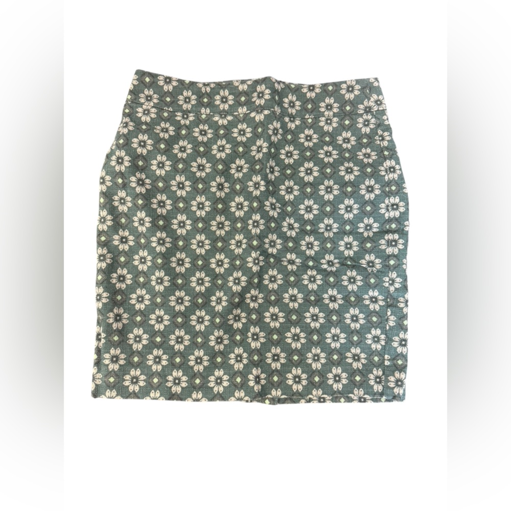 LOFT Green Floral Mini Skirt
